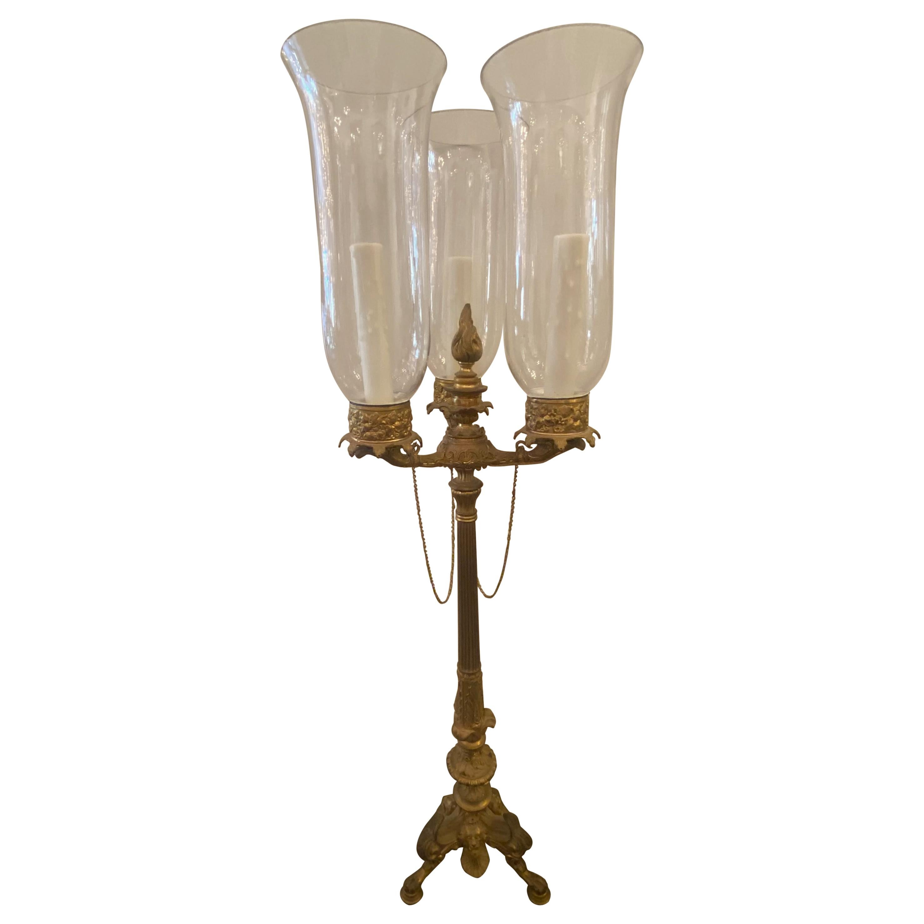 Empire Style Gilt Bronze Table Lamp For Sale