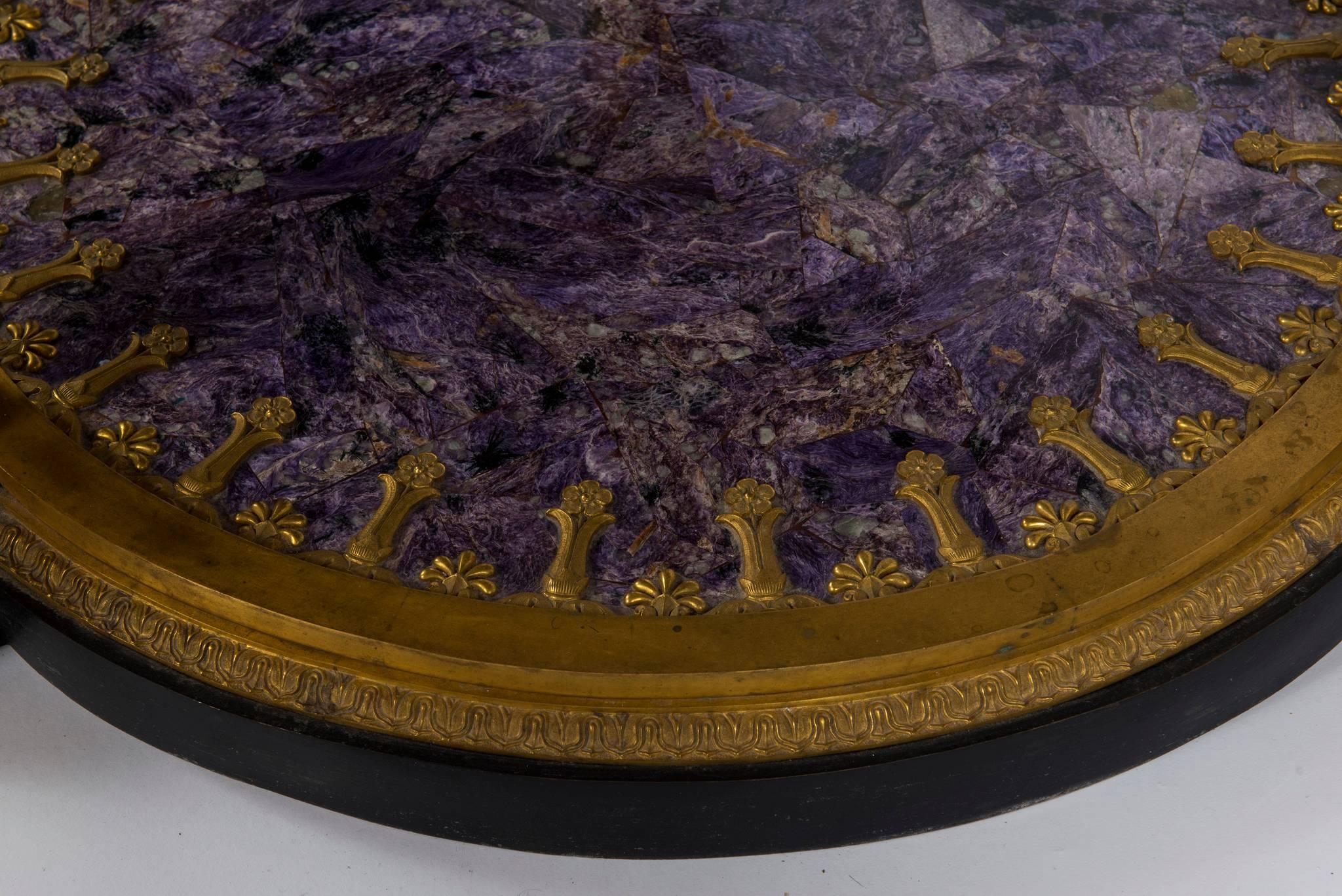 Empire Style Gilt Bronze Tessellated Amethyst Center Table 3