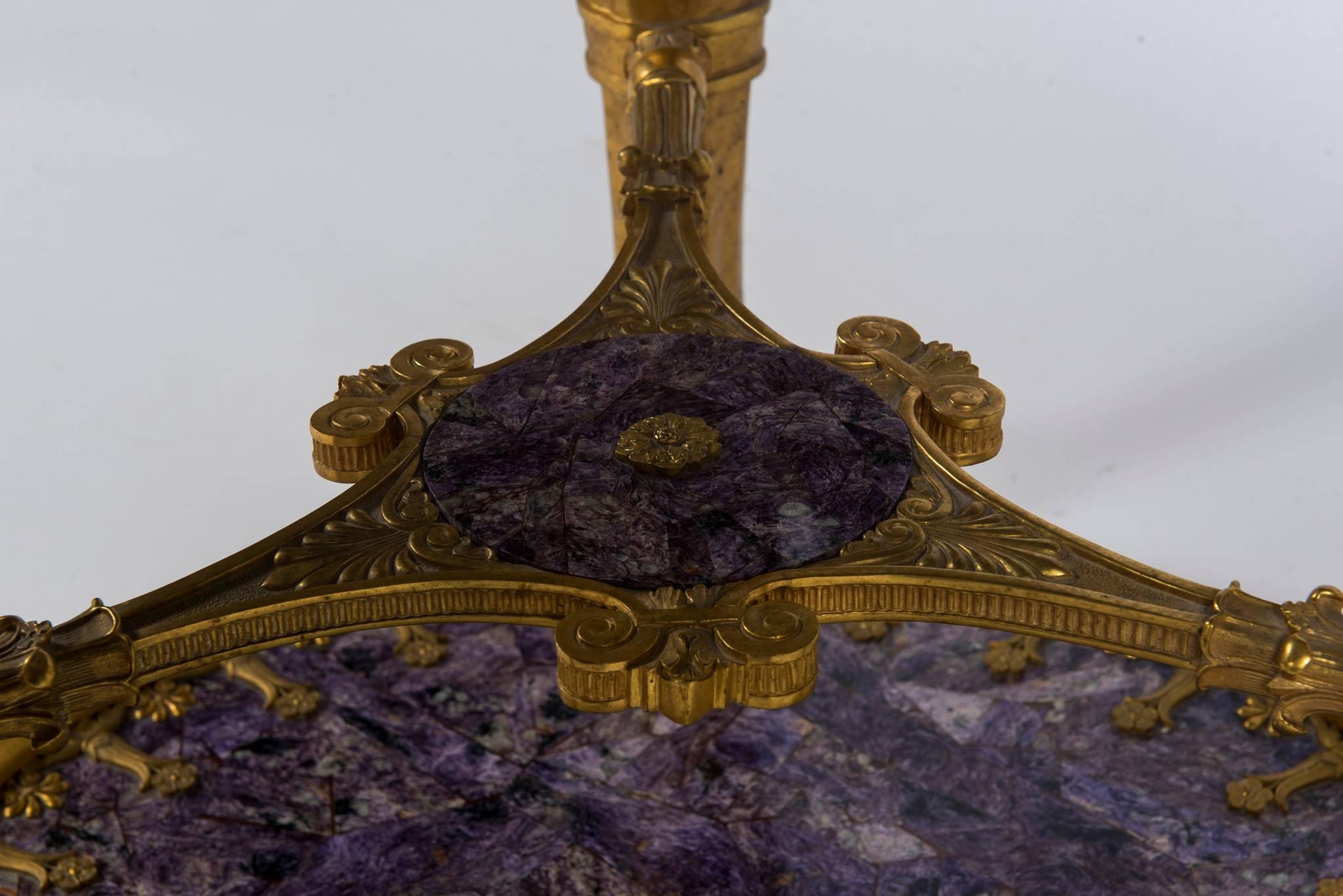 Empire Style Gilt Bronze Tessellated Amethyst Center Table 2