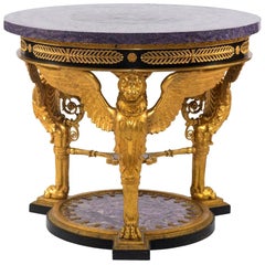 Empire Style Gilt Bronze Tessellated Amethyst Center Table