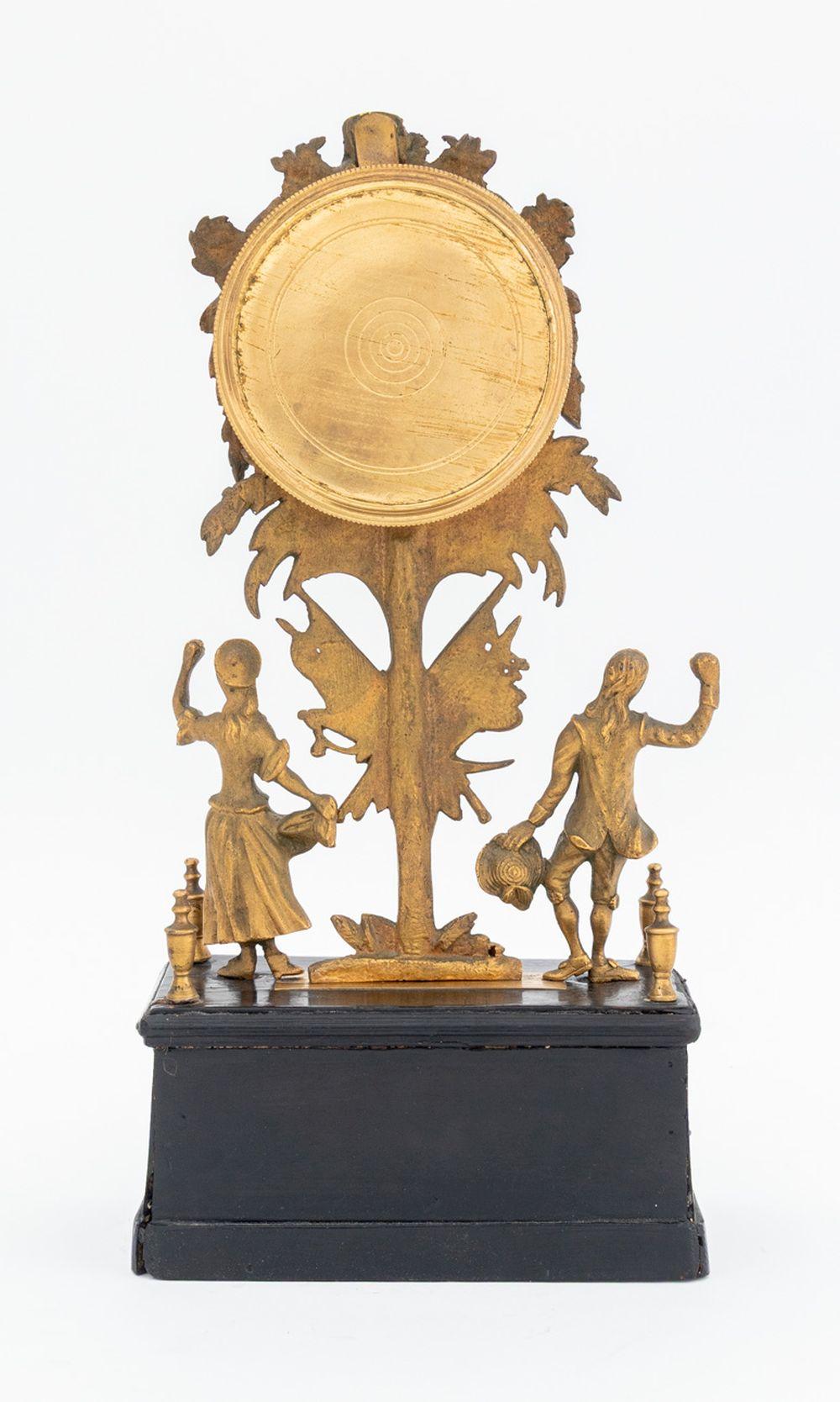 Empire Style Gilt Metal Ebonized Mantle Clock For Sale 1