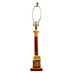 Empire Style Gilt Mounted Red Granite Marble Lamp