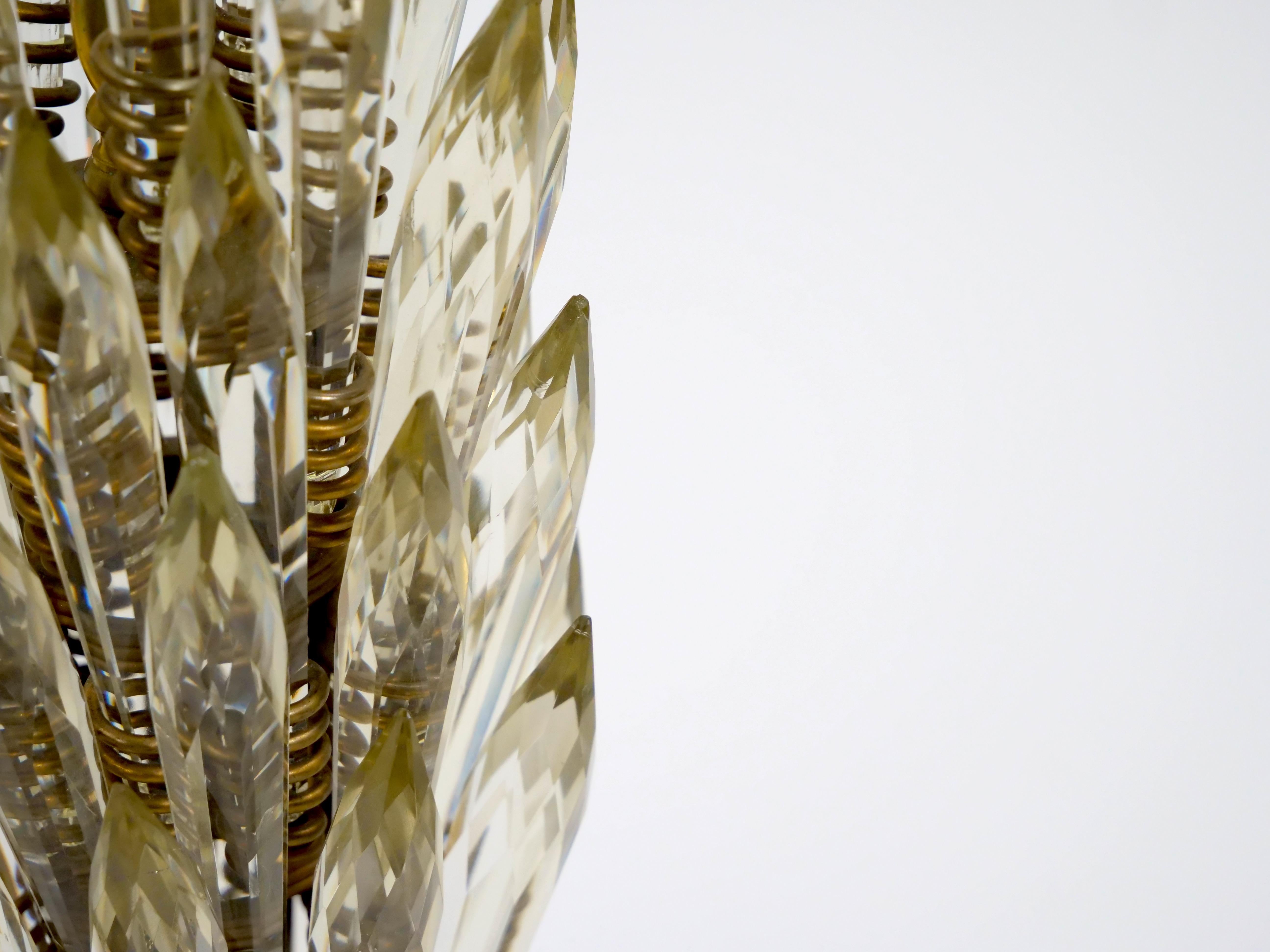 Metal Empire Style Gilt & Patinated Bronze Tree-Form Table Lamp with Crystal Leaves For Sale