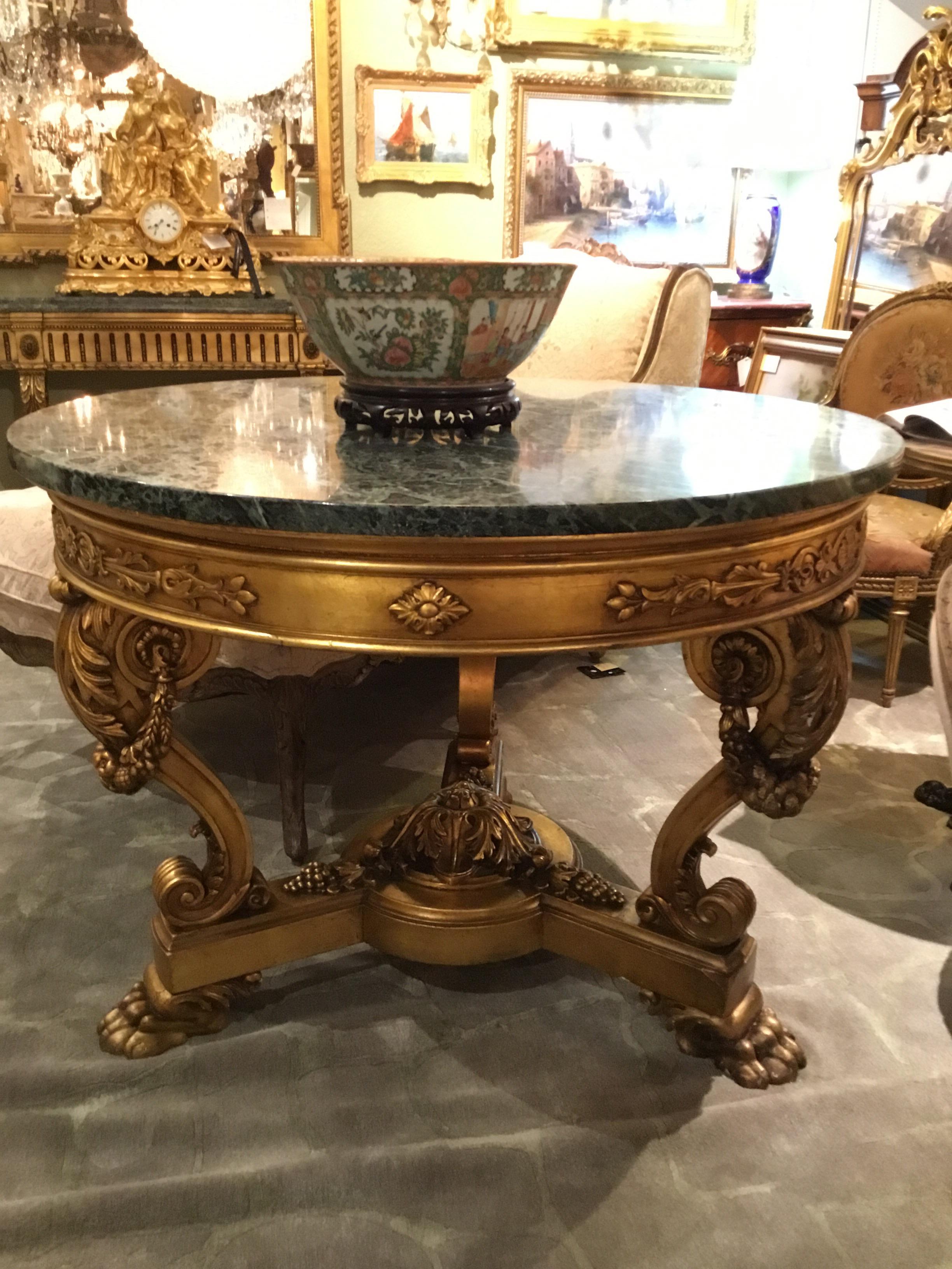 Empire Style Giltwood and Marble Top, Center Table 3