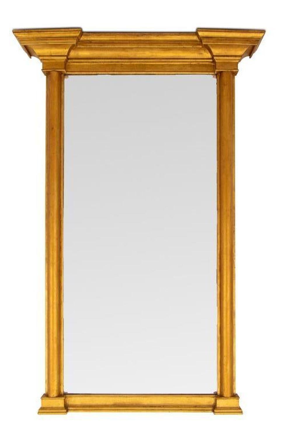 Espejo de Pared de Madera Dorada Estilo Imperio en venta 1