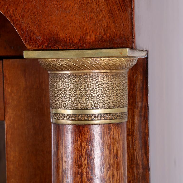 Empire Style Glass Door Cabinet with Marble Top In Good Condition For Sale In Vancouver, British Columbia