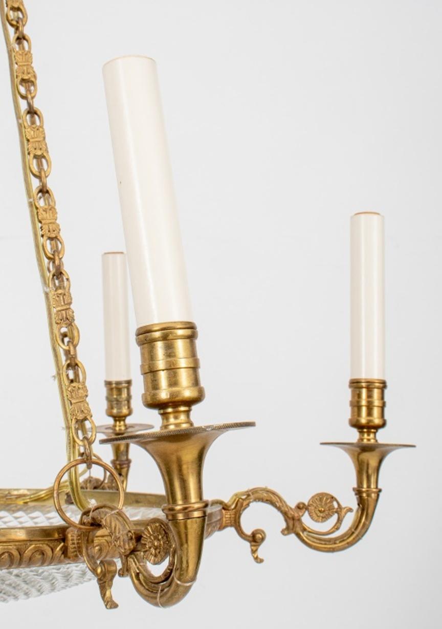 Métal Lustre à 6 lumières en métal doré et verre de style Empire en vente
