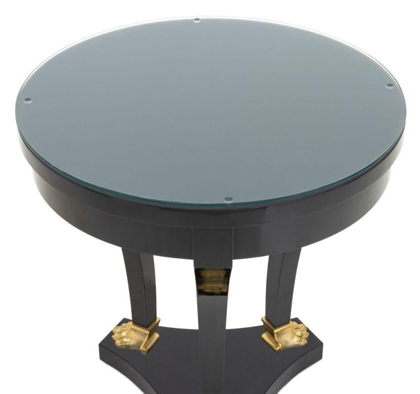 Empire Style Glasplatte Ebonized Wood Beistelltisch (Ebonisiert) im Angebot