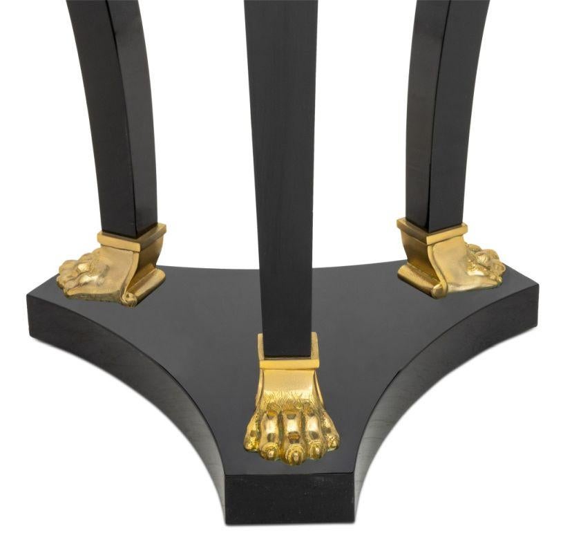 Empire Style Glasplatte Ebonized Wood Beistelltisch im Zustand „Gut“ im Angebot in Astoria, NY