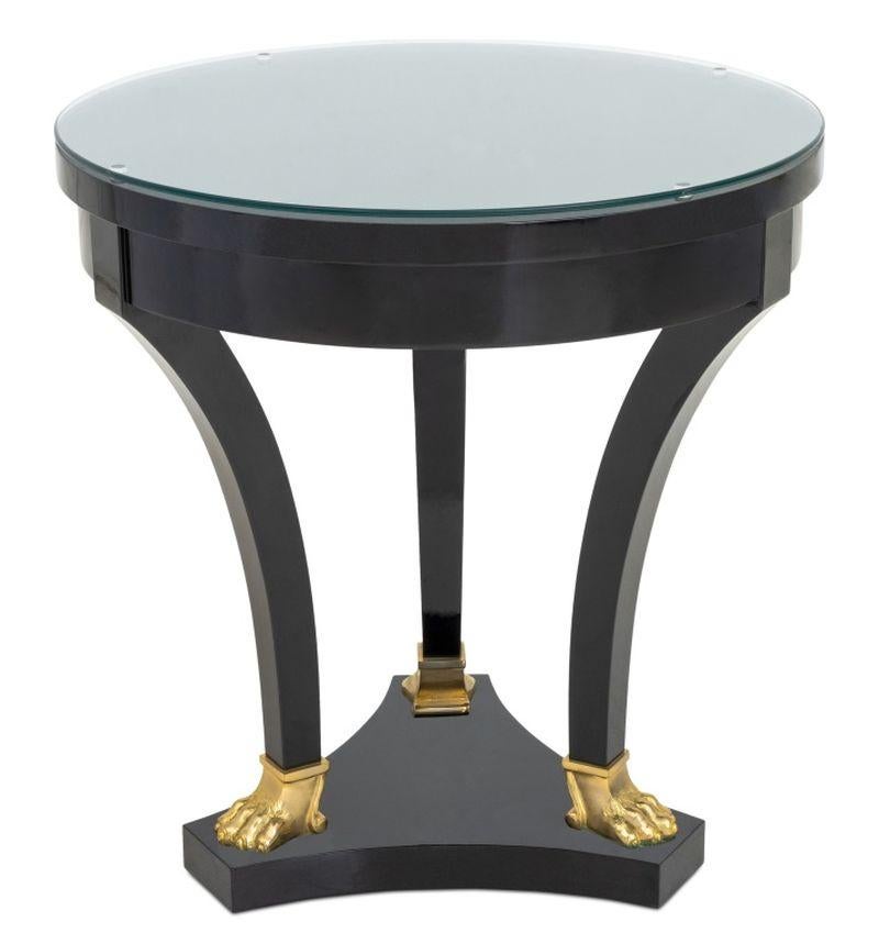 Empire Style Glasplatte Ebonized Wood Beistelltisch (20. Jahrhundert) im Angebot
