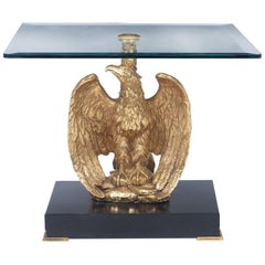 Empire Style Glass Topped Eagle Gilt Side Table