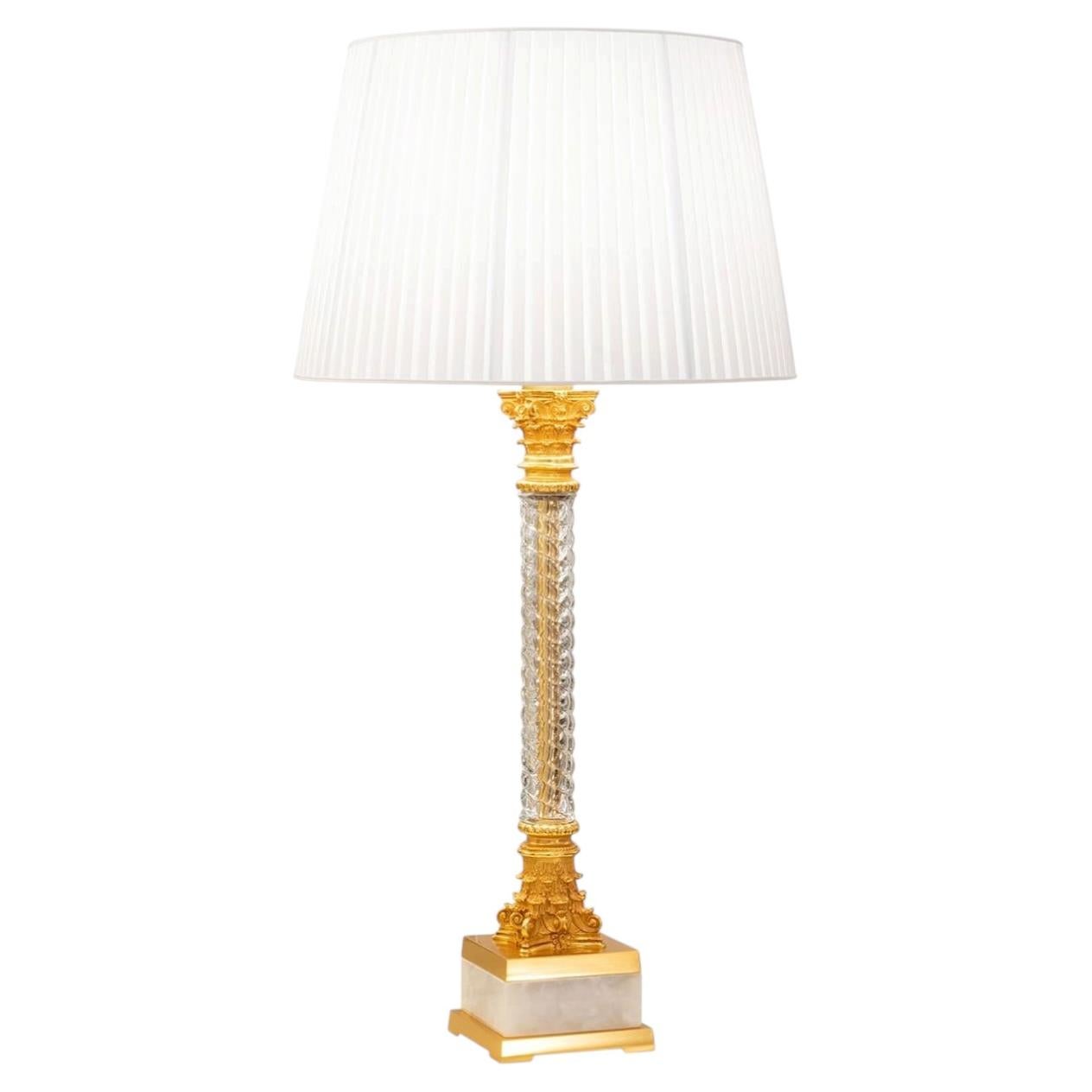 Empire-Style Gold & Crystal Table Lamp