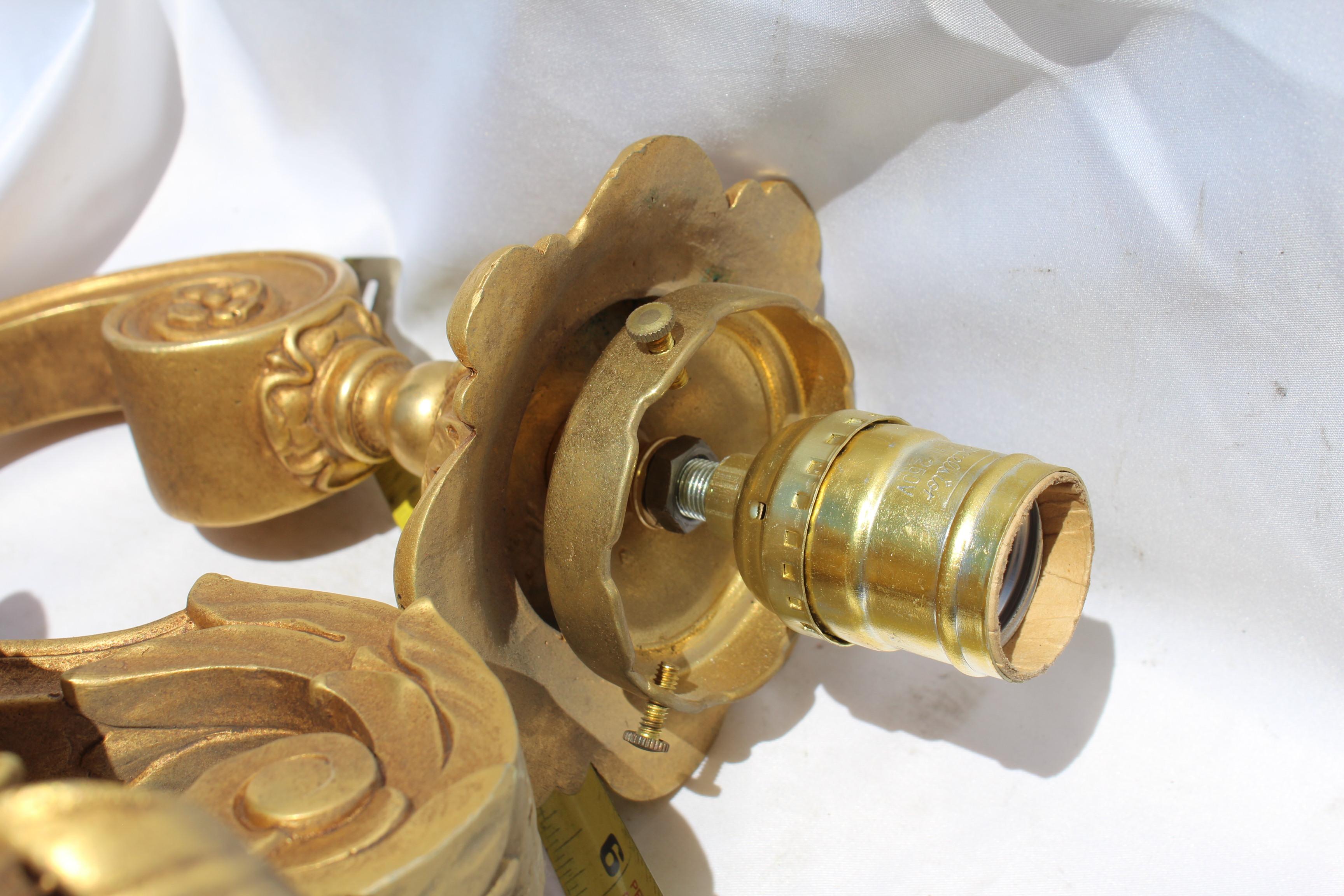 Empire Style Gold Doré Finish Sconces Female Angles Bronze Castings In Good Condition In Los Angeles, CA