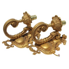 Empire Style Gold Doré Finish Sconces Female Angles Bronze Castings