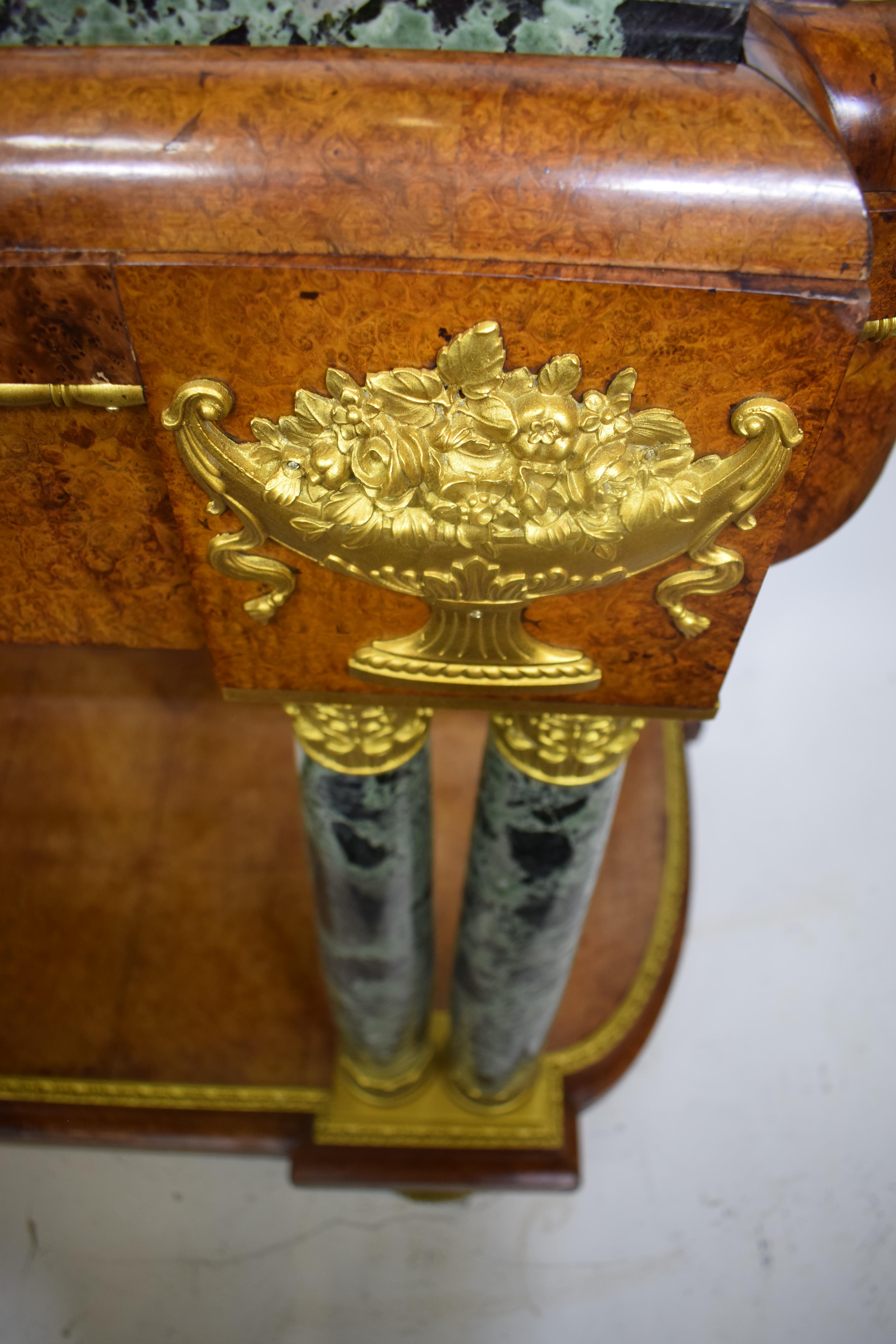 Empire Style Green Marble-Top Console Table In Good Condition For Sale In Atlanta, GA