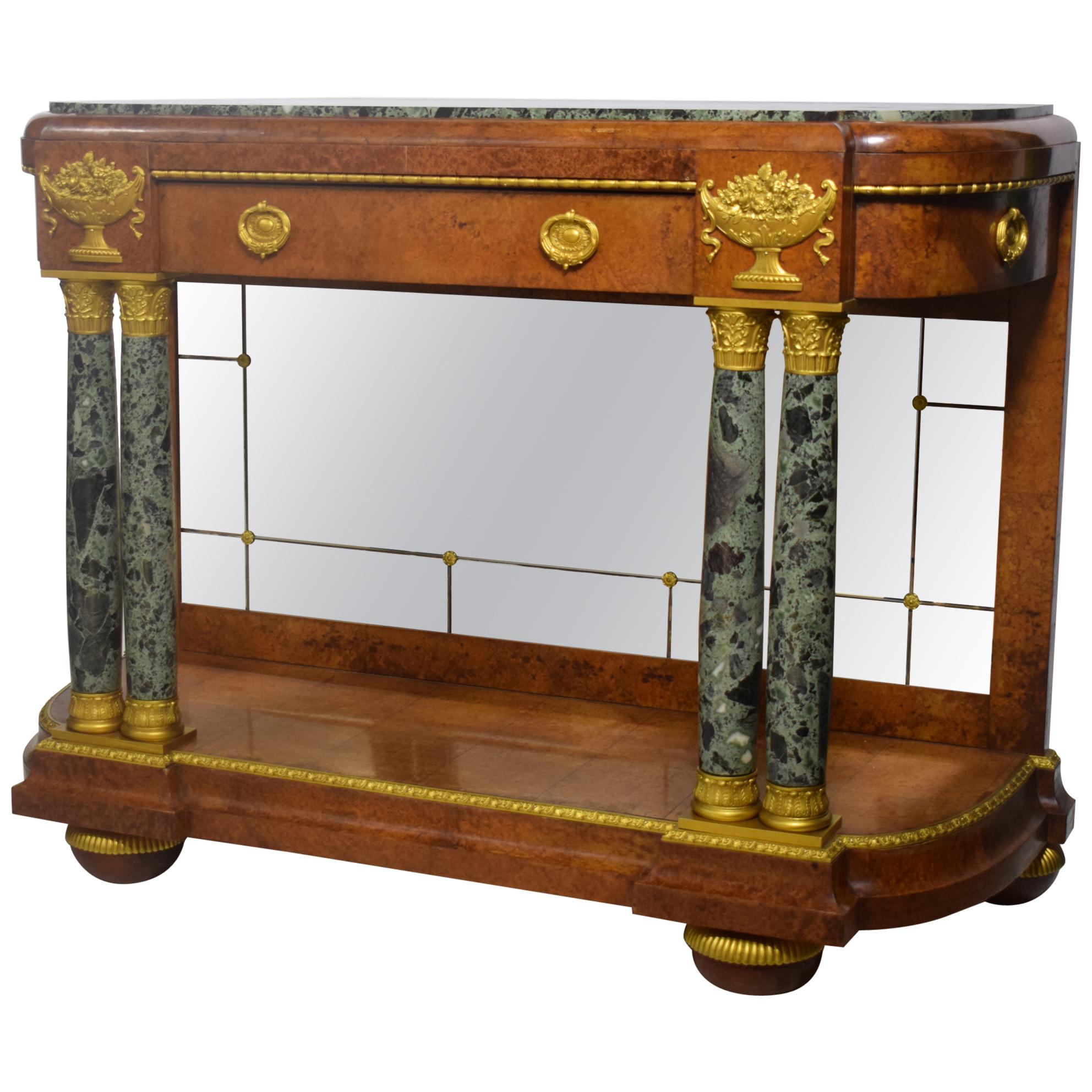 Empire Style Green Marble-Top Console Table