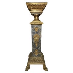 Empire Style Grey Green Marble Bronze Tall Pedestal