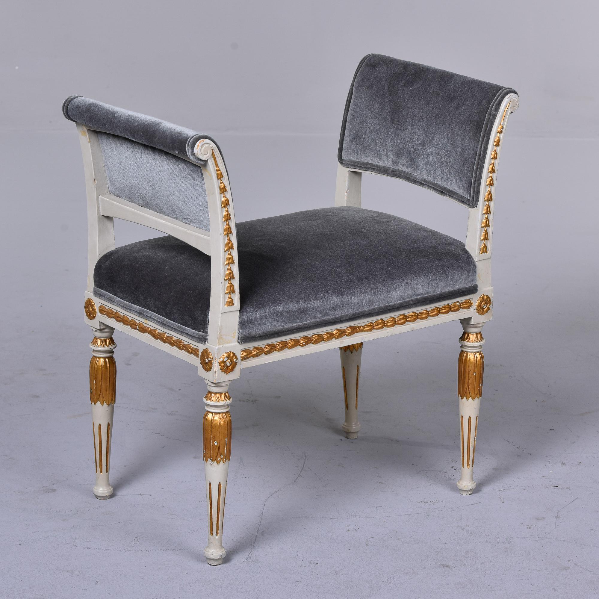 Empire Style High Sided Bench with Gilt Details and Mohair Velvet Upholstery For Sale 3