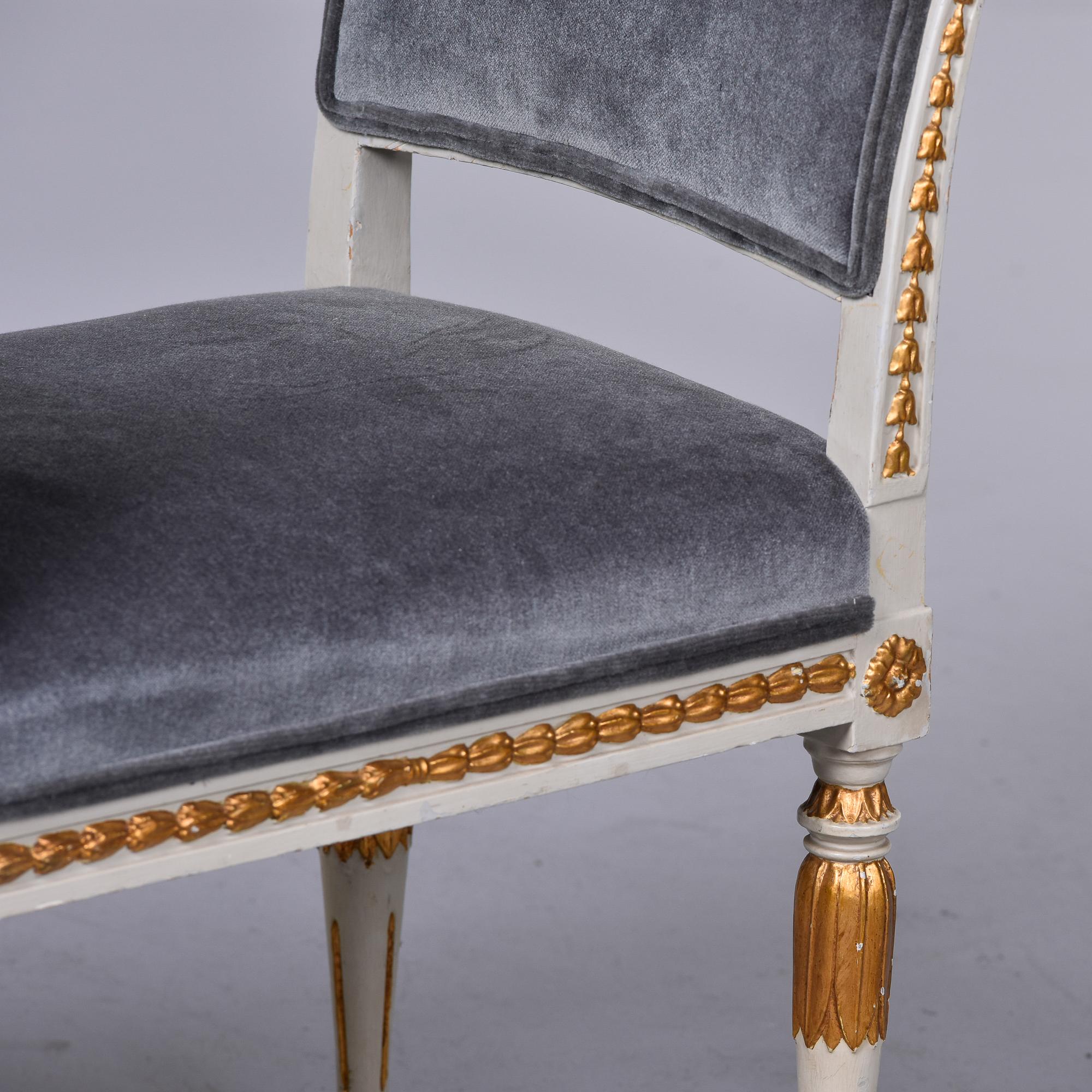 Empire Style High Sided Bench with Gilt Details and Mohair Velvet Upholstery For Sale 6
