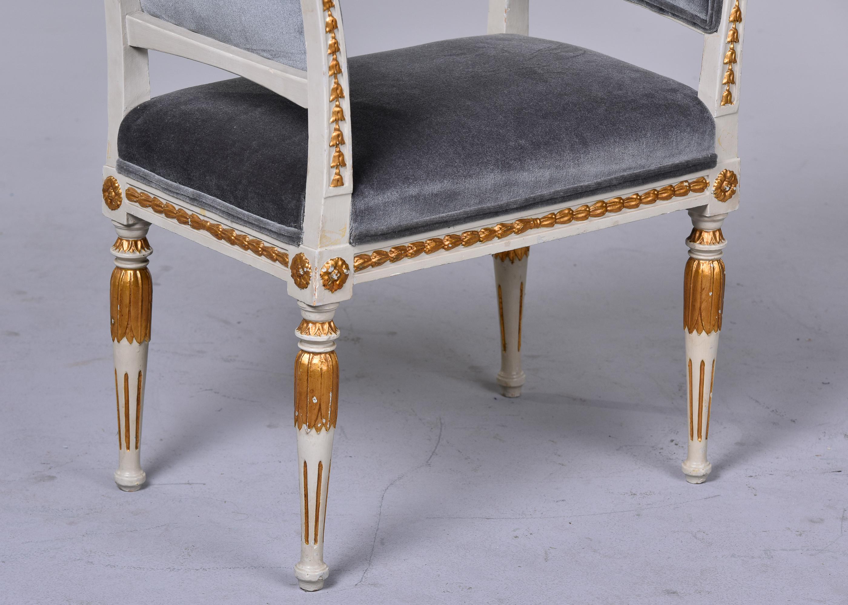 Empire Style High Sided Bench with Gilt Details and Mohair Velvet Upholstery For Sale 7