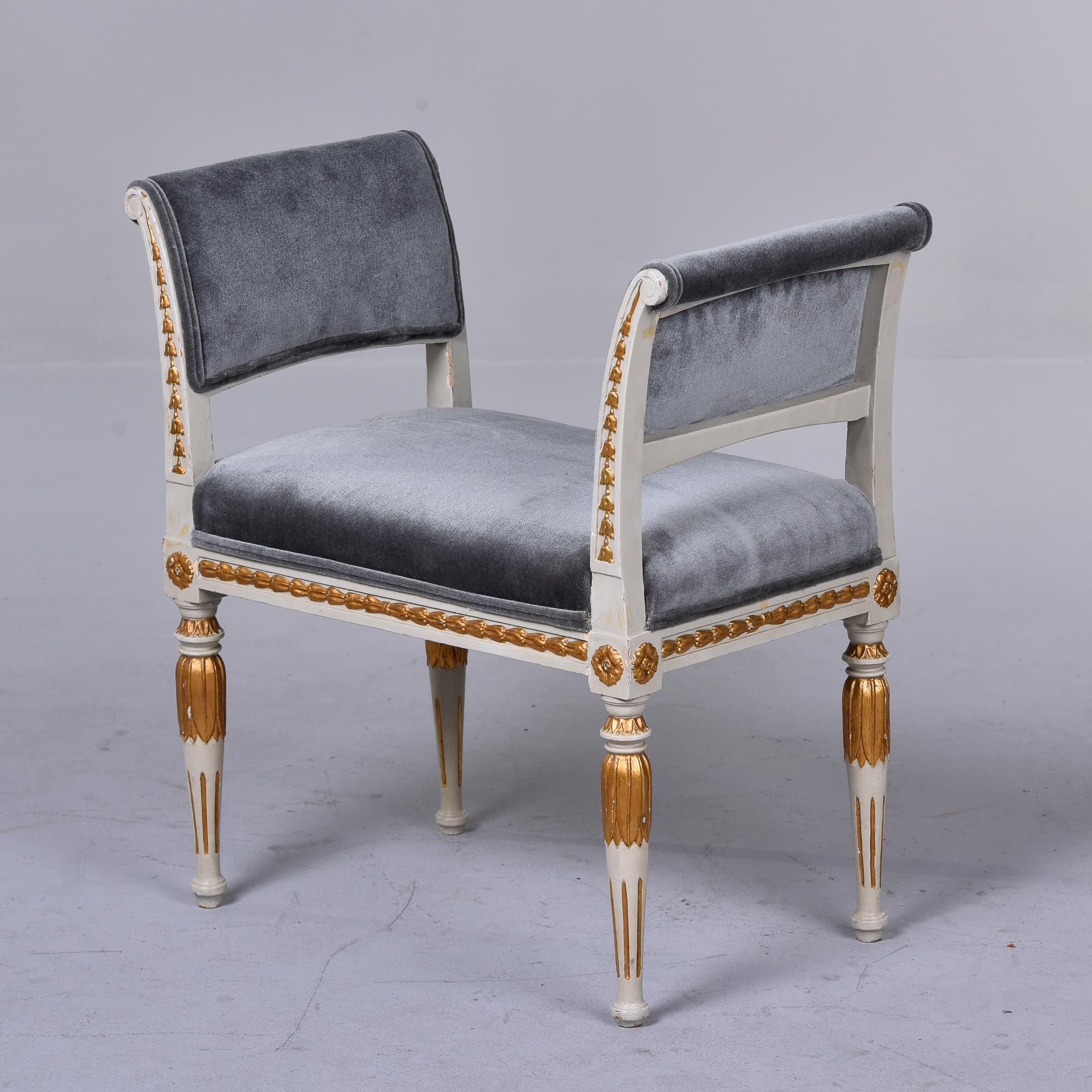 Empire Style High Sided Bench with Gilt Details and Mohair Velvet Upholstery For Sale 1