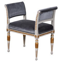 Empire Style High Sided Bench with Gilt Details and Mohair Velvet Upholstery