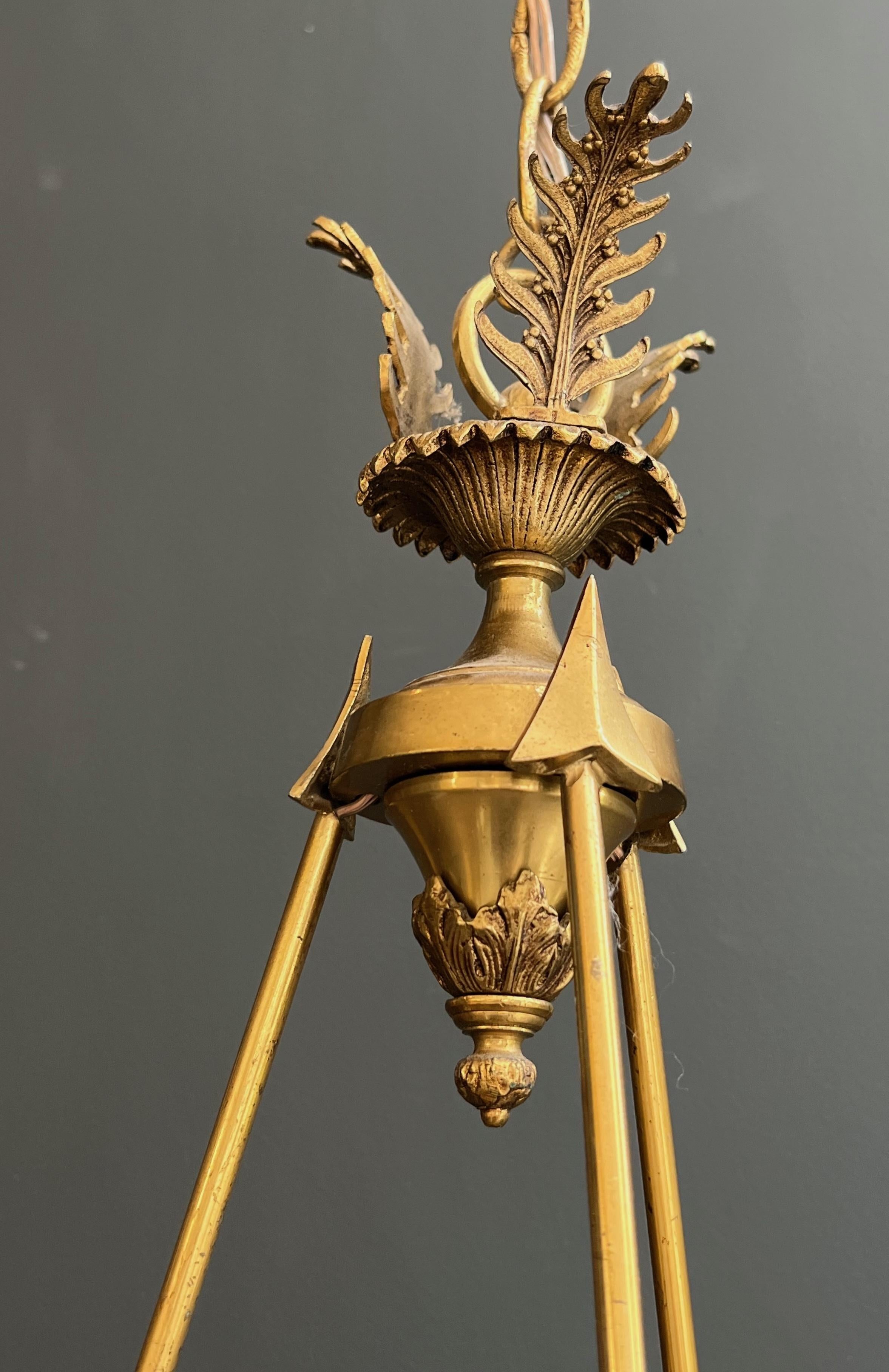 Lampadario a mongolfiera in stile impero in bronzo e cristallo in vendita 5