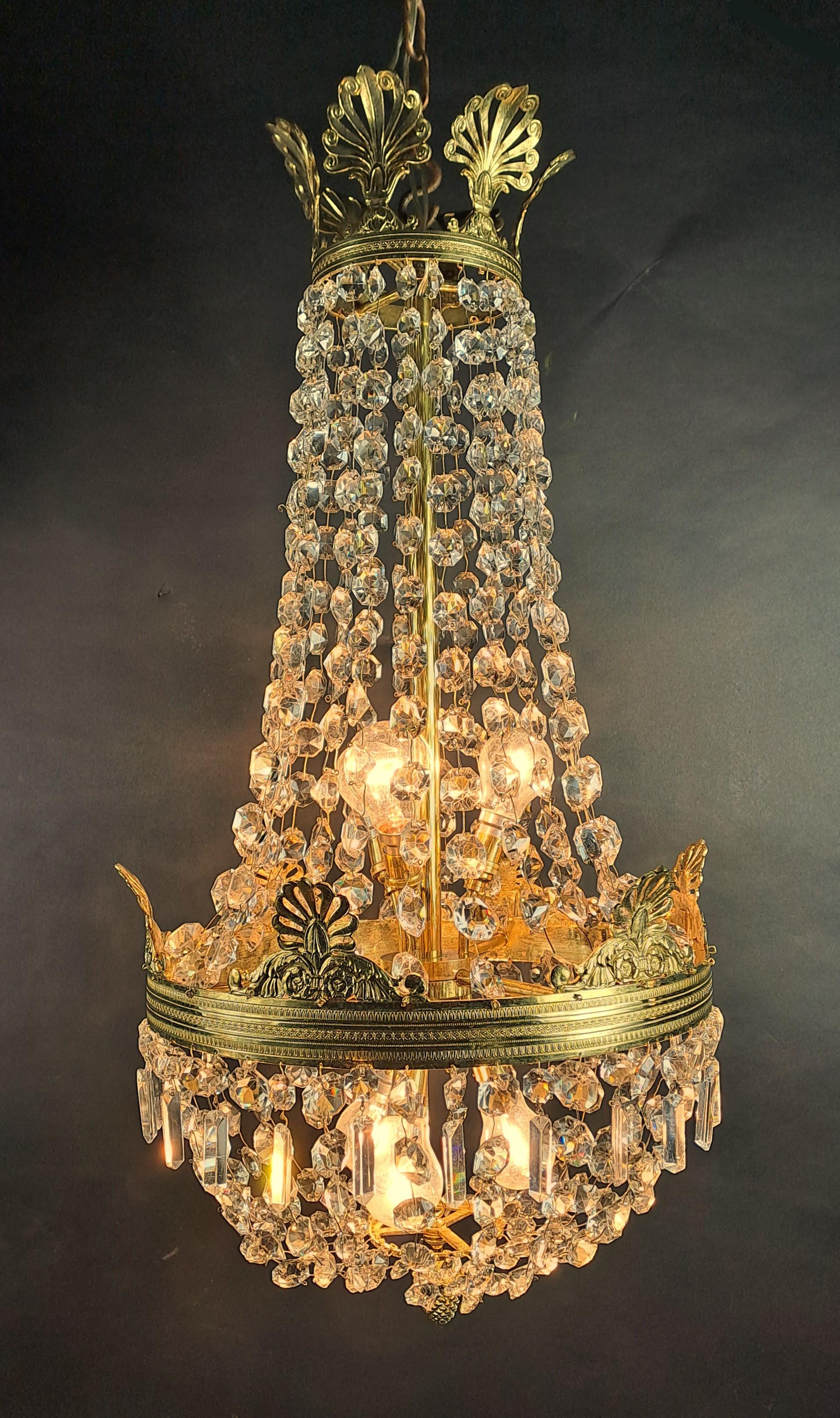 Empire Style Hot Air Balloon Chandelier In Gilt Bronze And Crystal For Sale 4