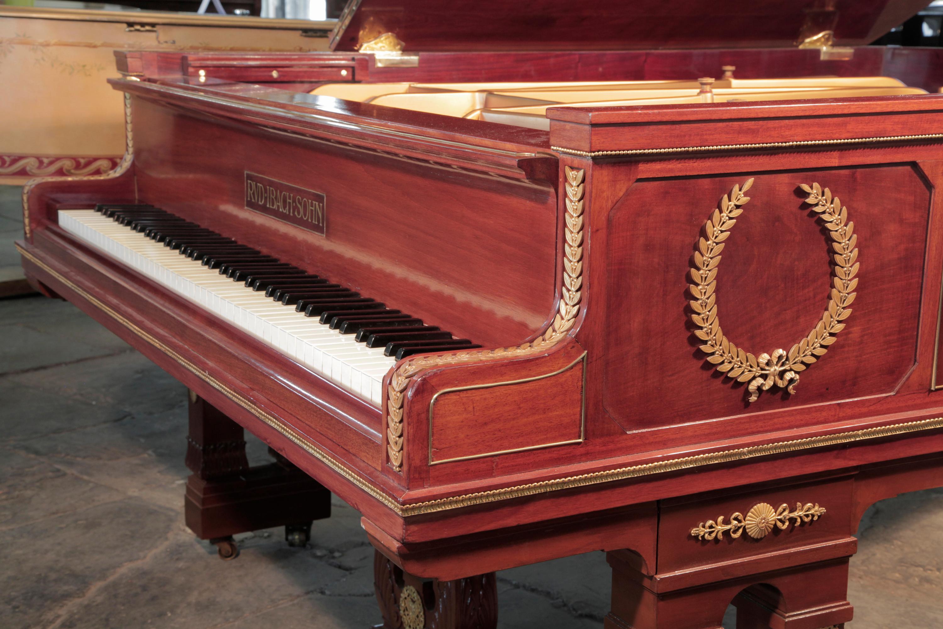 Ferronnerie Ibach Modèle 2 Grand Piano de Style Empire Boîtier en Acajou Montures en Ormolu en vente