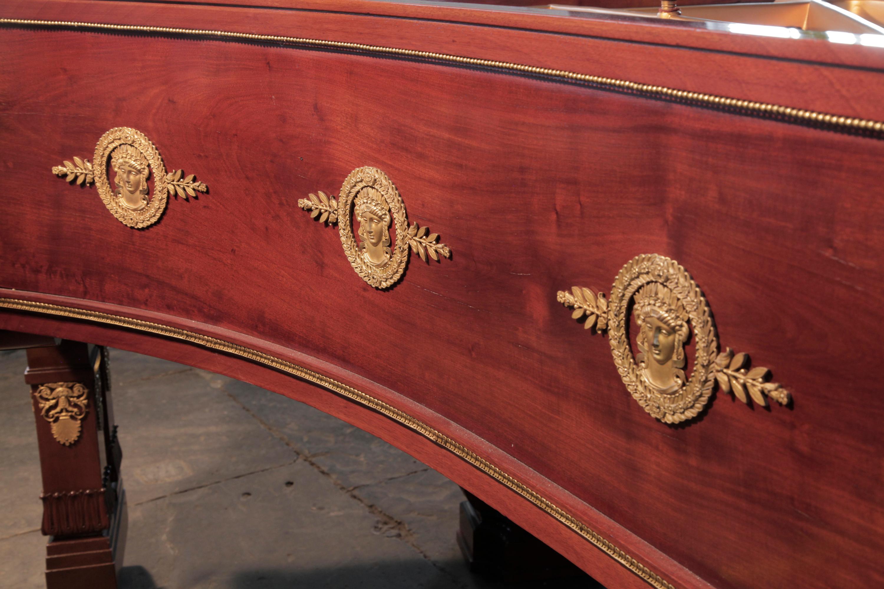 Metalwork Empire Style Ibach Model 2 Grand Piano Mahogany Case Ormolu Mounts For Sale