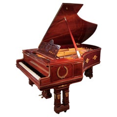 Antique Empire Style Ibach Model 2 Grand Piano Mahogany Case Ormolu Mounts