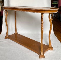 Hollywood Regency Style Italian Cerused Wood Two-Tier Swan Console Table, Italy