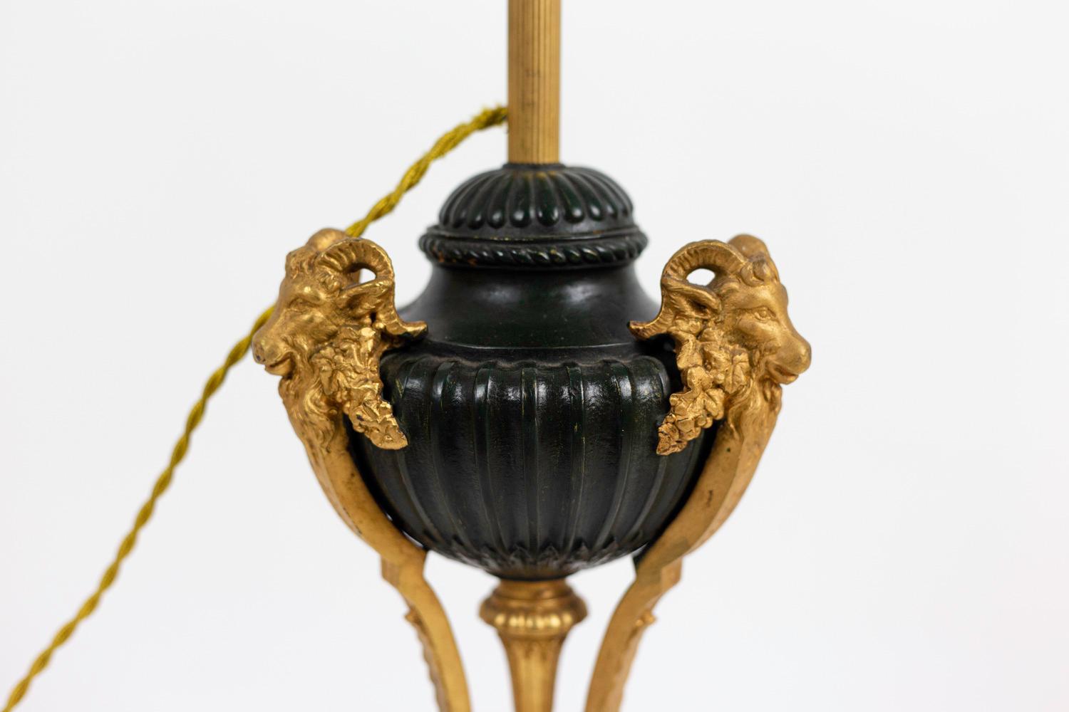 European Empire Style Lamp in Two Patinas Bronze, circa 1880 For Sale