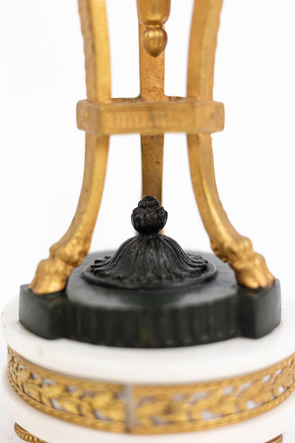 Empire Style Lamp in Two Patinas Bronze, circa 1880 For Sale 1