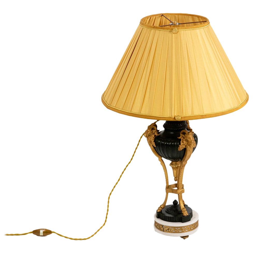 Empire Style Lamp in Two Patinas Bronze, circa 1880