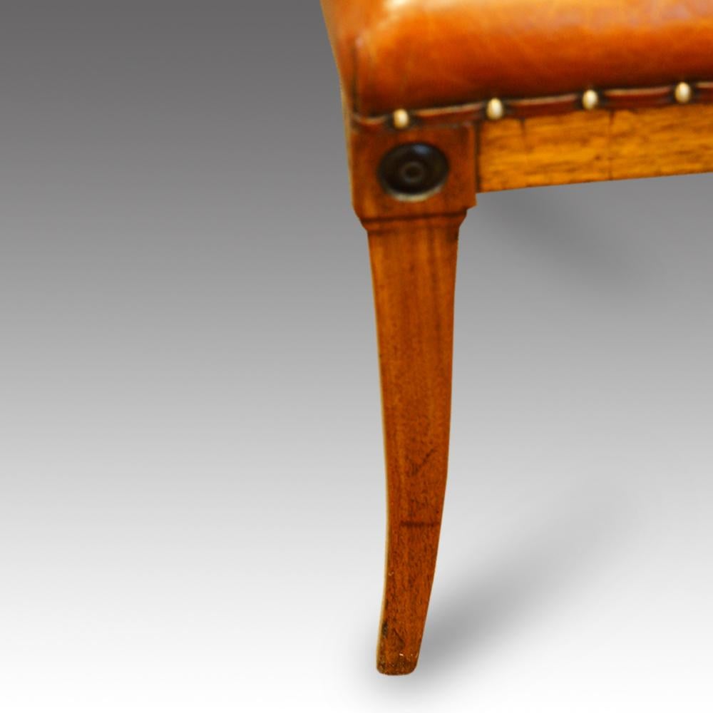 Early 20th Century Empire Style Mahogany and Leather Tub Shaped Desk Library Chair, circa 1920
