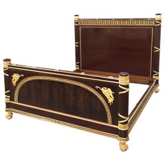 Antique Empire Style Mahogany and Ormoulu King Size Bed by Joseph-Emmanuel Zwiener