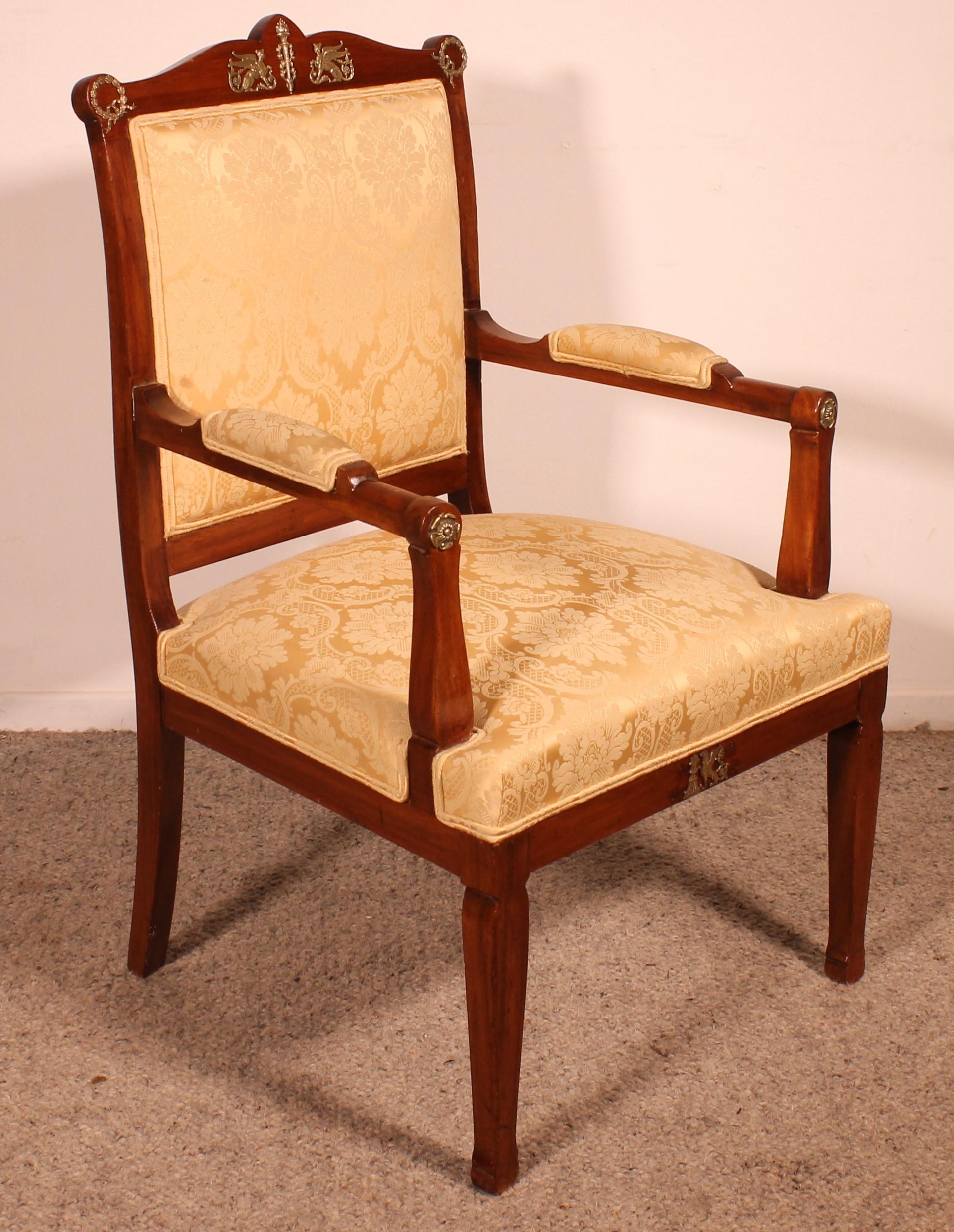 Empire Style Mahogany Armchair In Good Condition For Sale In Brussels, Brussels