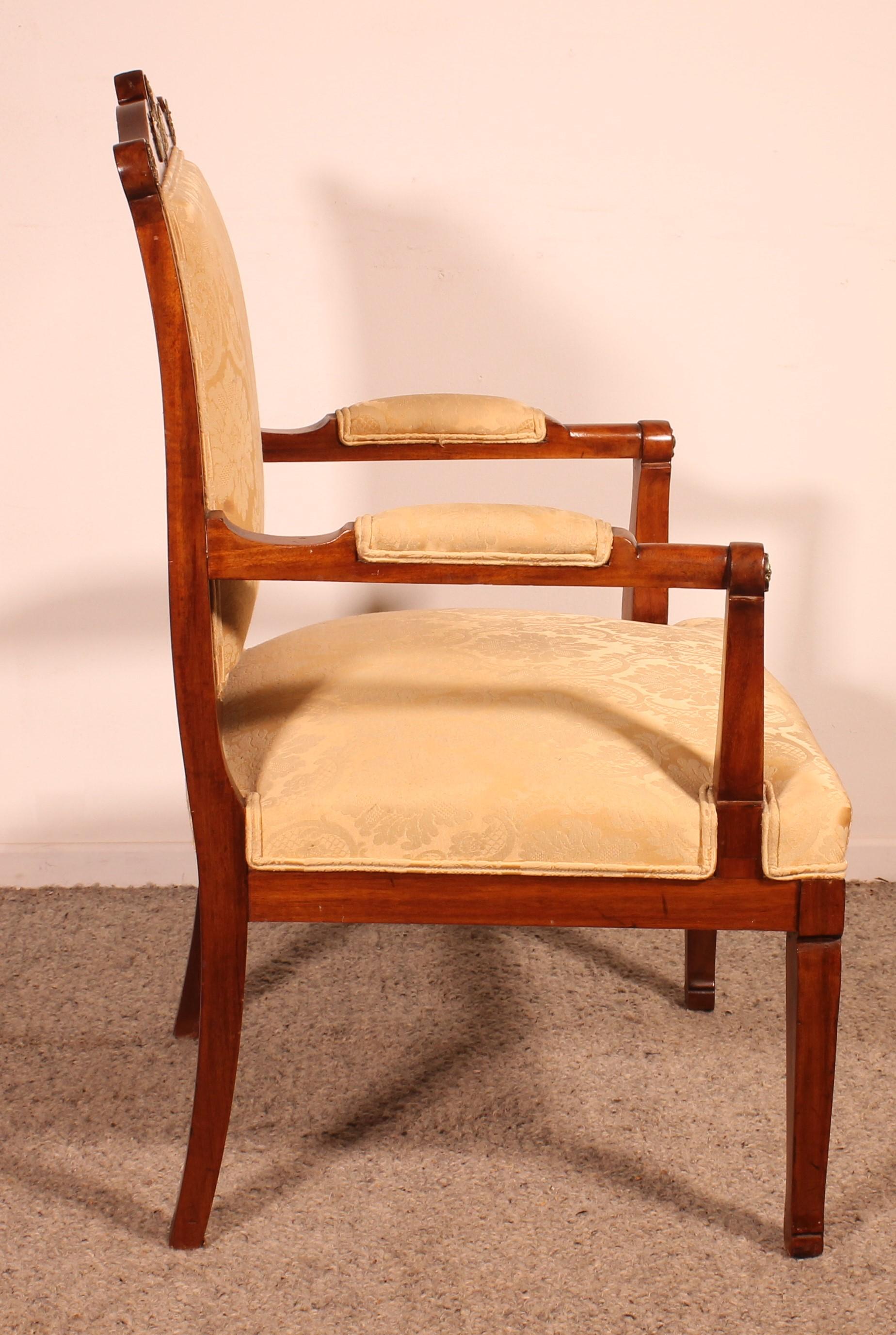 19th Century Empire Style Mahogany Armchair For Sale