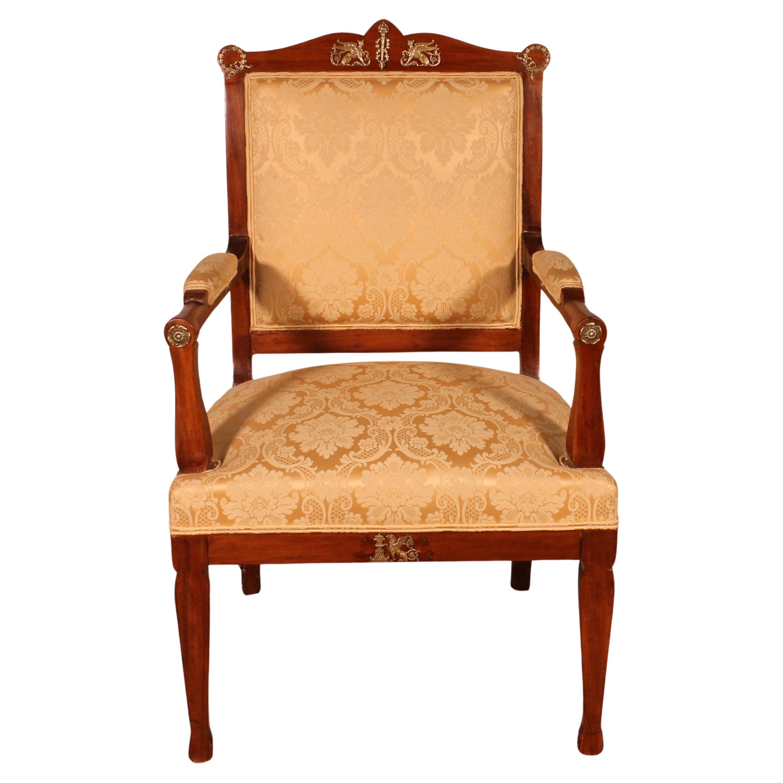 Empire Style Mahogany Armchair For Sale