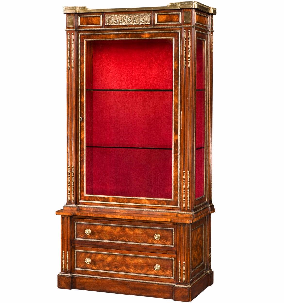 Inlay Empire Style Mahogany Bibliothèque (Display Cabinet) with Brass Mounts  For Sale