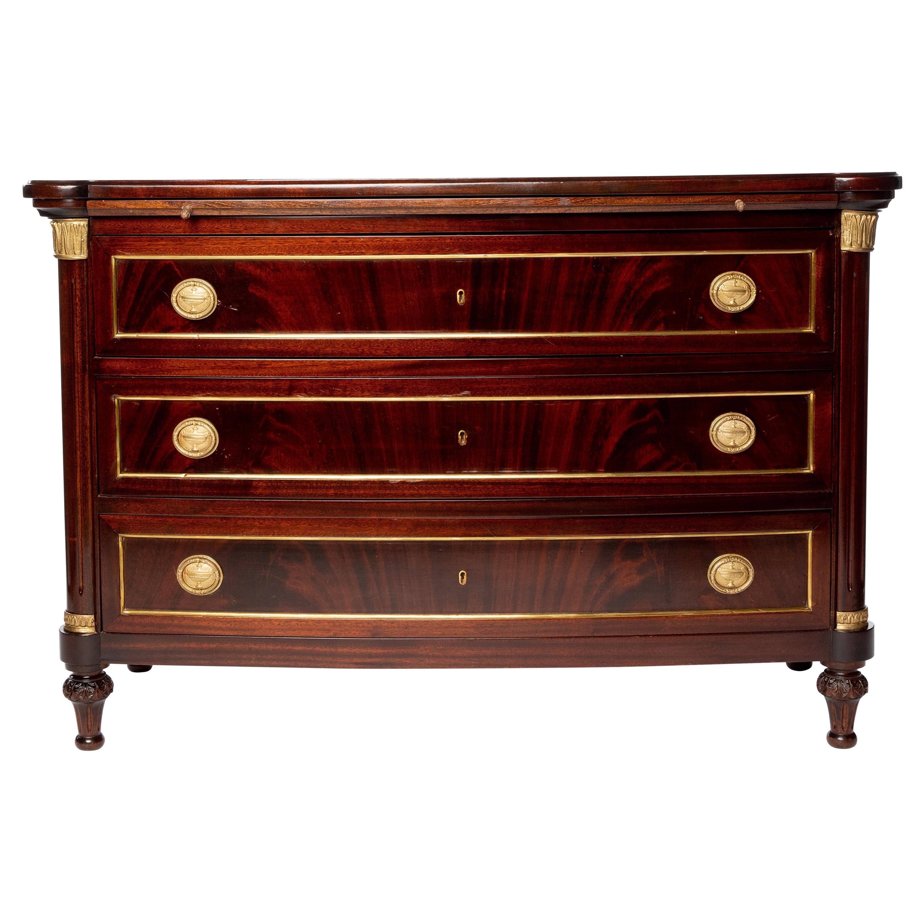 Empire Style Mahogany Bowfront Commode For Sale