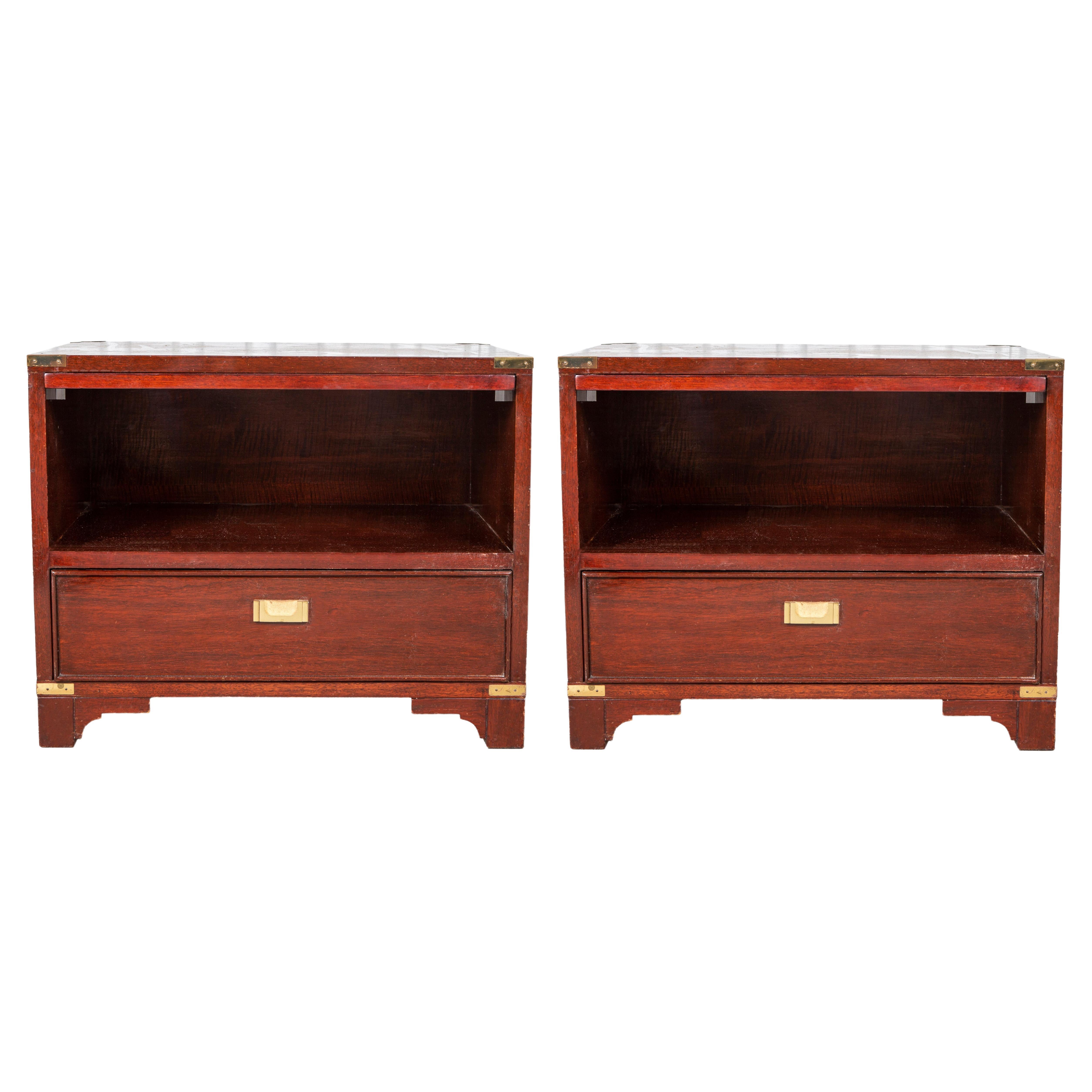 Empire Style Mahogany Campaign Side Tables, Pair For Sale