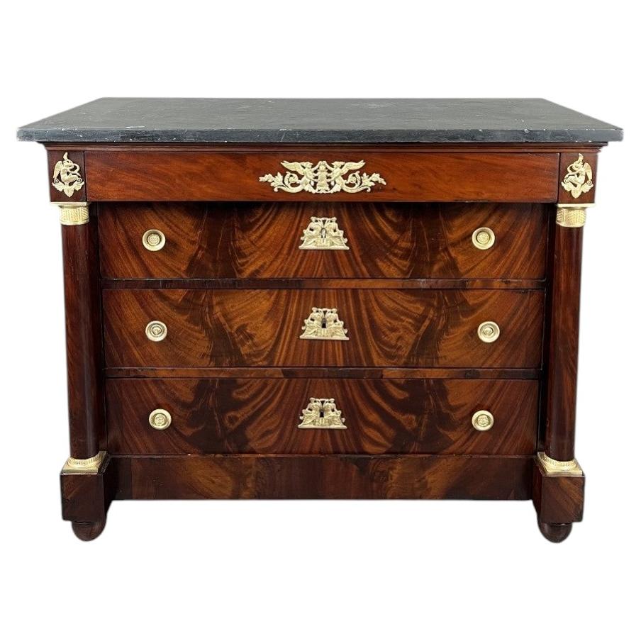 Empire-style Mahogany Chest Of Drawers, 19th Century For Sale