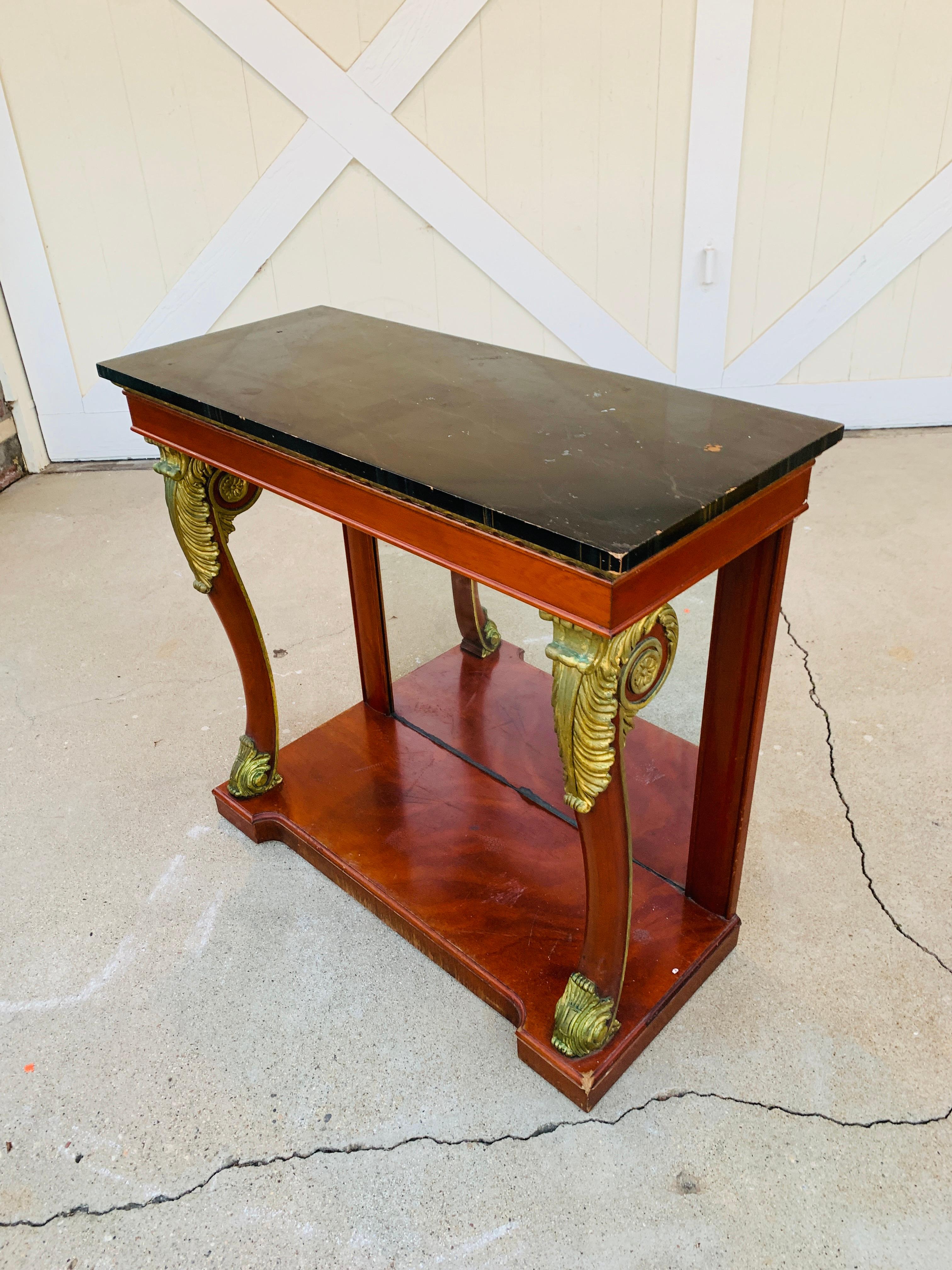 North American Empire Style Mahogany and Gold Gilt Console by Kindel For Sale