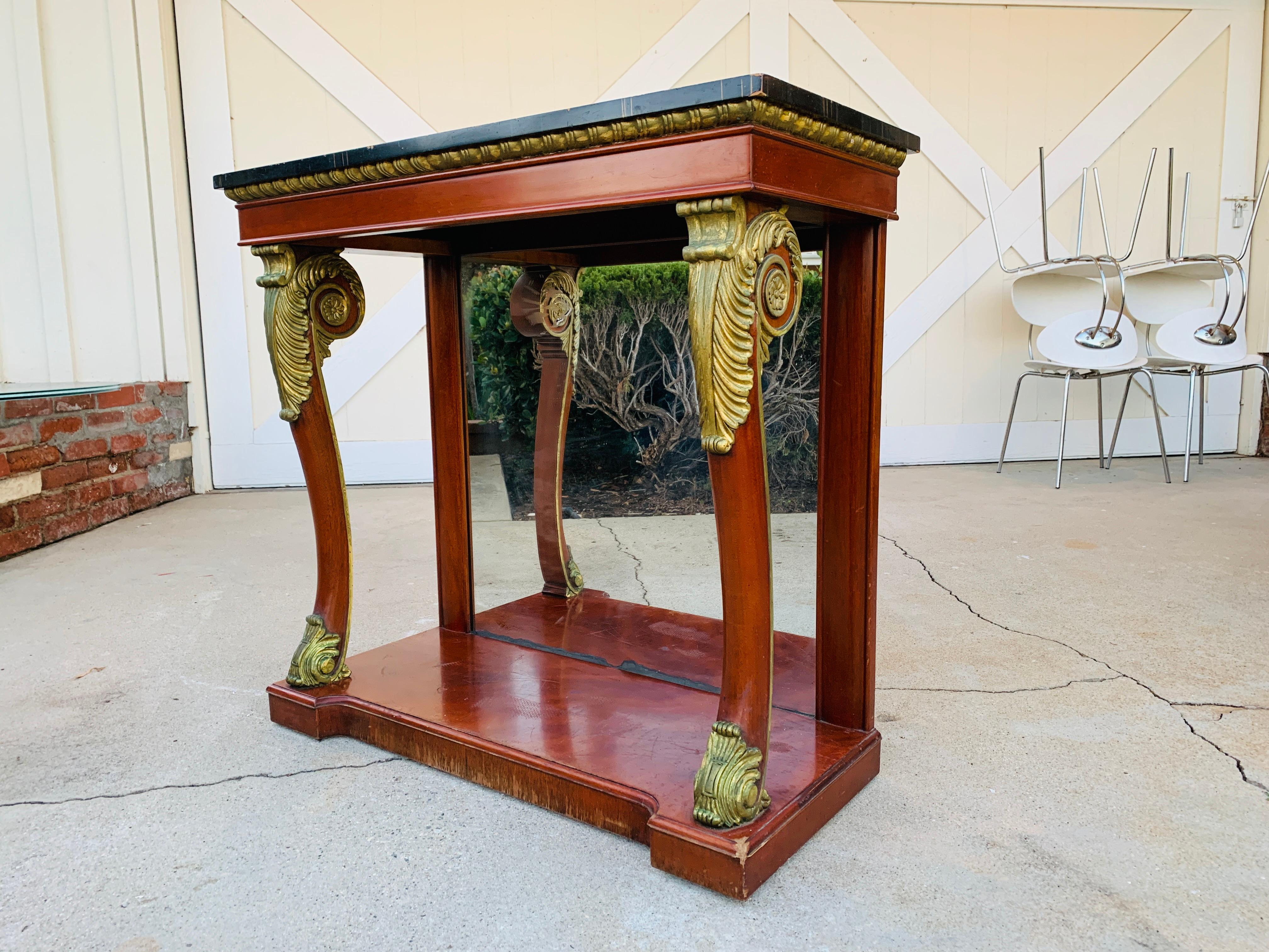 Late 20th Century Empire Style Mahogany and Gold Gilt Console by Kindel For Sale