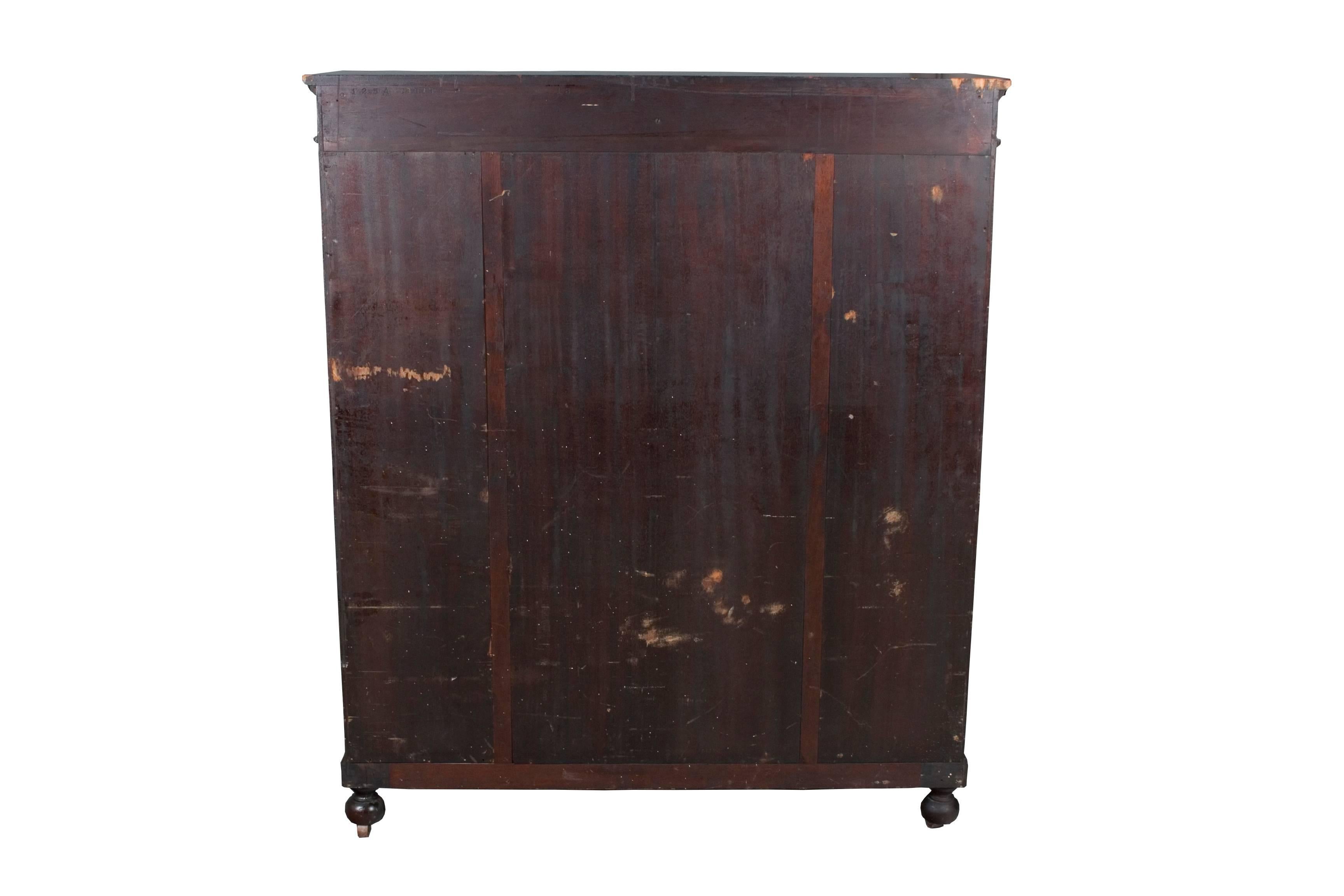 Empire Style Mahogany Locking Double Door Bookcase 6