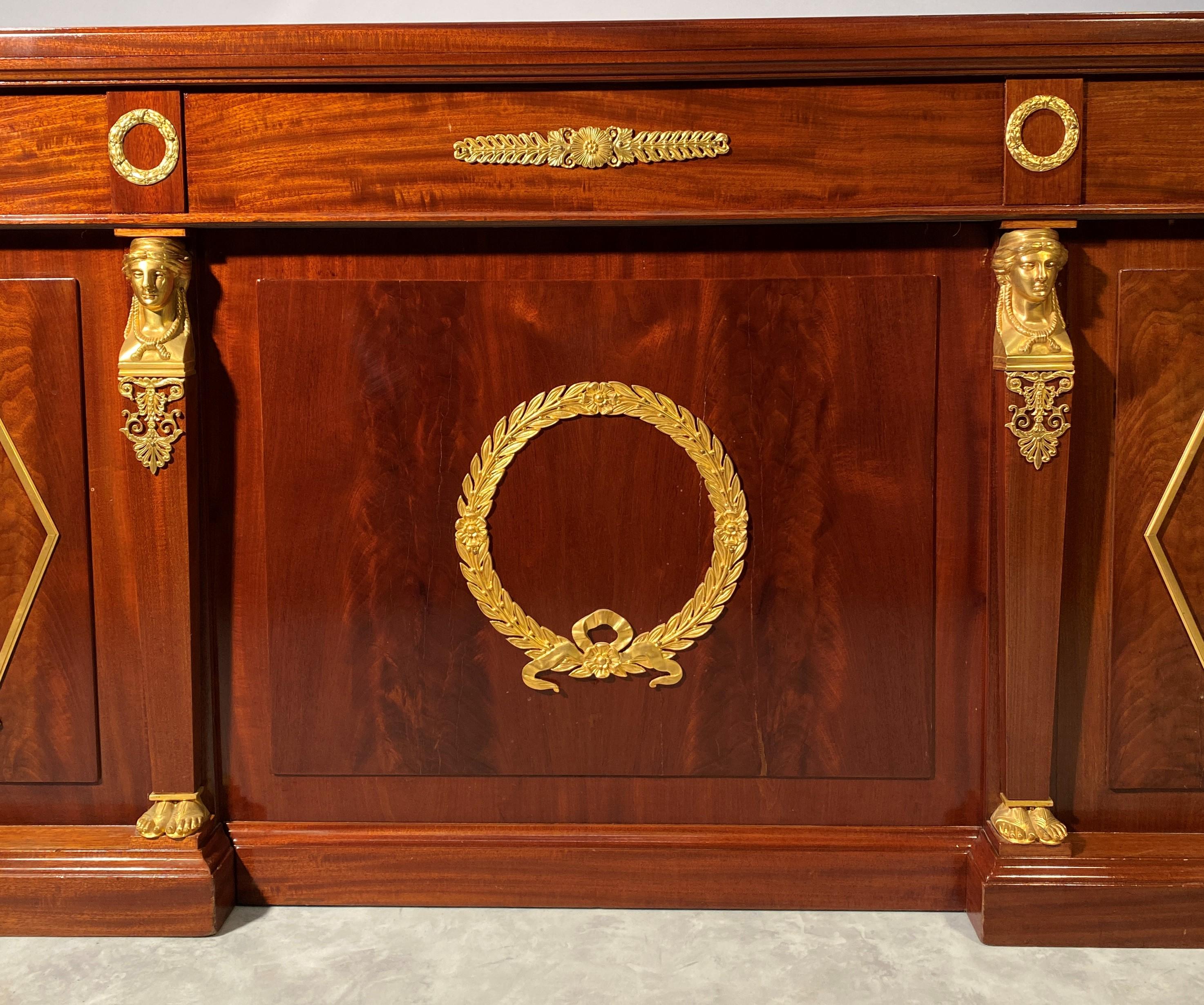 Empire Style Mahogany Middle Desk with Egyptian Décor, France 19th Century For Sale 2