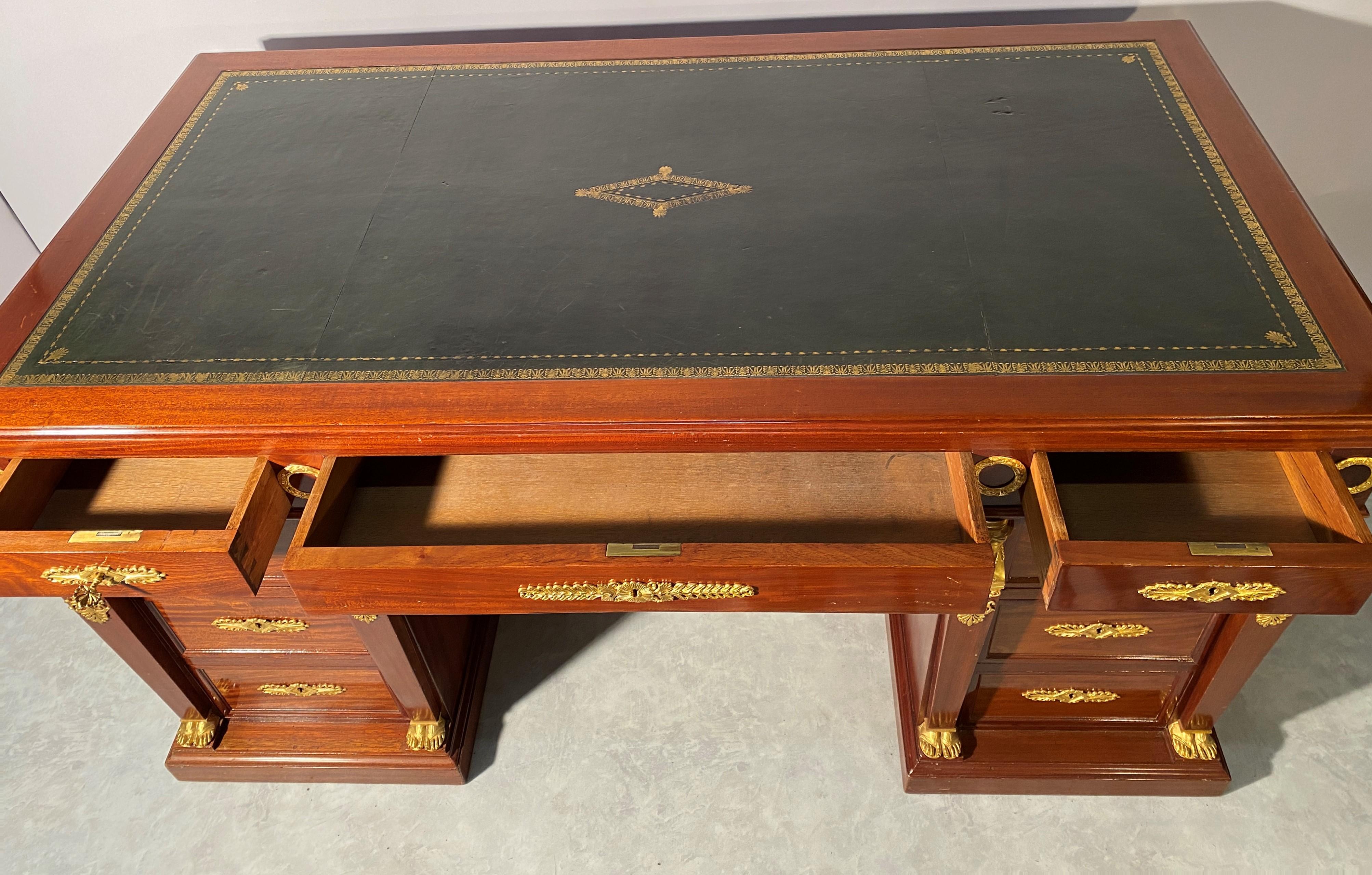 Empire Style Mahogany Middle Desk with Egyptian Décor, France 19th Century For Sale 6