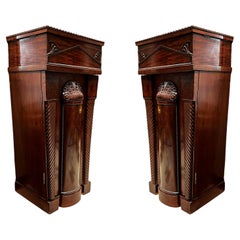 Used Empire Style Mahogany Pedestal Dining Cupboards Cabinets